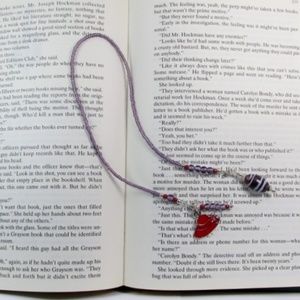 Beaded Red Hat Society bookmarker book thong